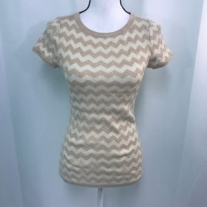 Lilly Pulitzer Beige Gold Sydney Chevron Top